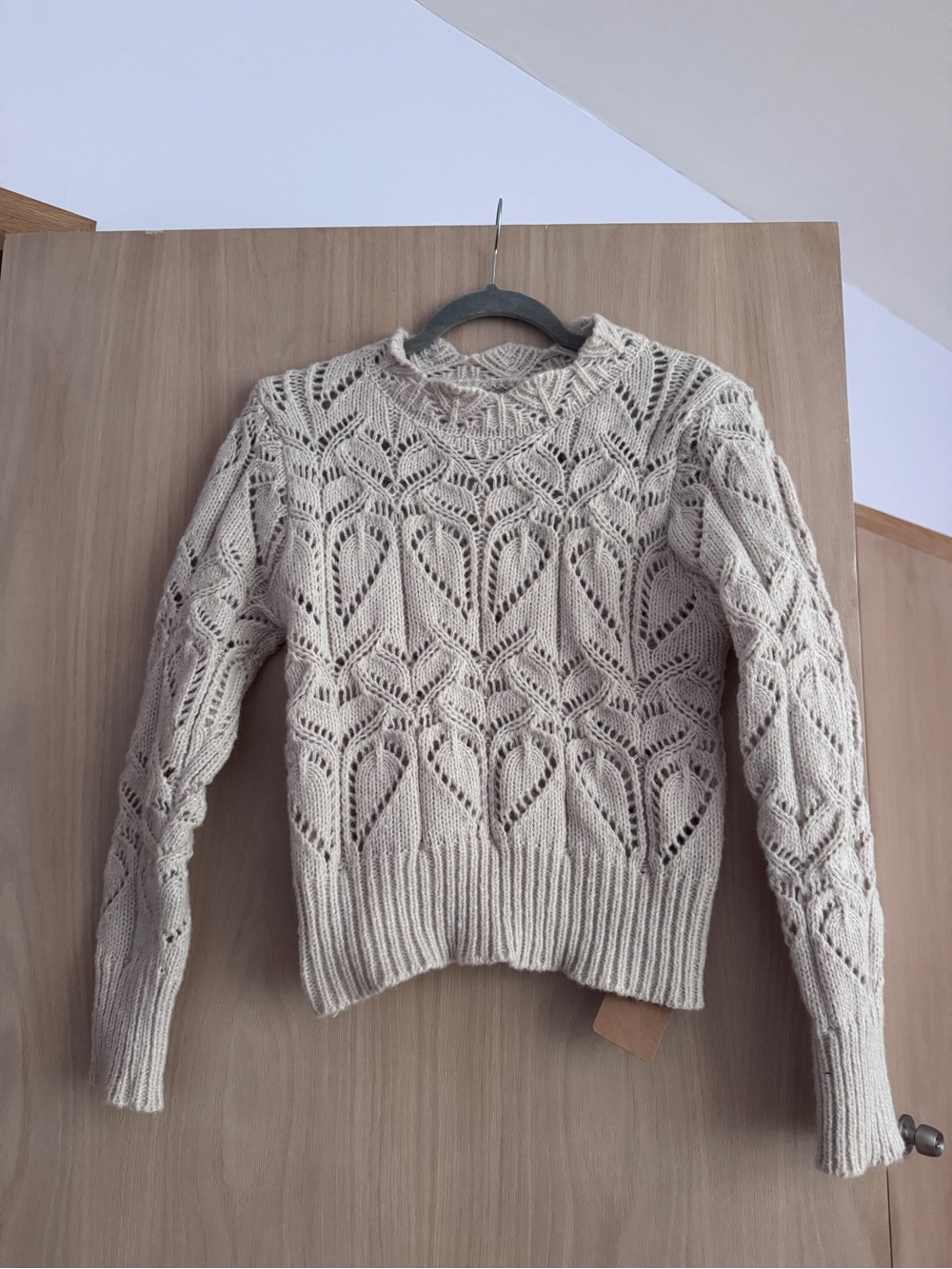 Women’s Cream Openwork Knit Sweater